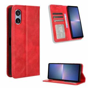 For Sony Xperia 5 V 2023 Magnetic Buckle Retro Texture Leather Phone Case(Red)