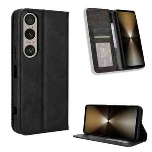 For Sony Xperia 1 VI 2024 Magnetic Buckle Retro Texture Leather Phone Case(Black)