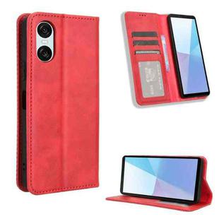 For Sony Xperia 10 VI 2024 Magnetic Buckle Retro Texture Leather Phone Case(Red)