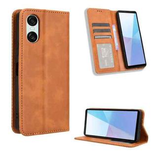 For Sony Xperia 10 VI 2024 Magnetic Buckle Retro Texture Leather Phone Case(Brown)