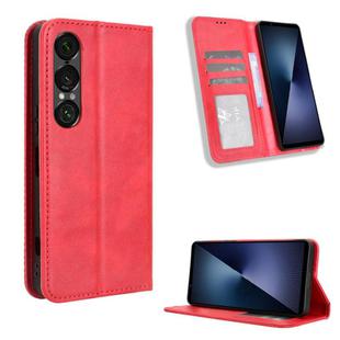 For Sony Xperia 1 VII Magnetic Buckle Retro Texture Leather Phone Case(Red)