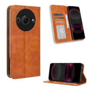 For Sharp Aquos R8 Pro / Leica Leitz Phone 3 Magnetic Buckle Retro Texture Leather Phone Case(Brown)