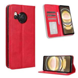 For Sharp Aquos R8 Magnetic Buckle Retro Texture Leather Phone Case(Red)
