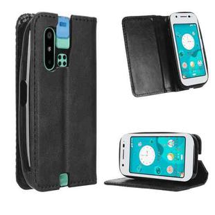 For Sharp Mamorino6 Magnetic Buckle Retro Texture Leather Phone Case(Black)