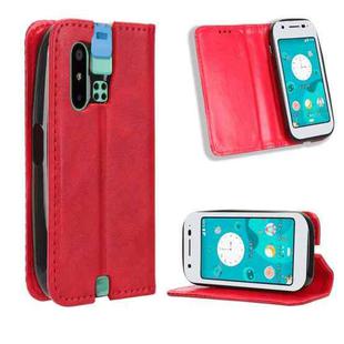 For Sharp Mamorino6 Magnetic Buckle Retro Texture Leather Phone Case(Red)