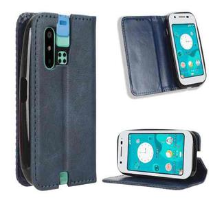 For Sharp Mamorino6 Magnetic Buckle Retro Texture Leather Phone Case(Blue)