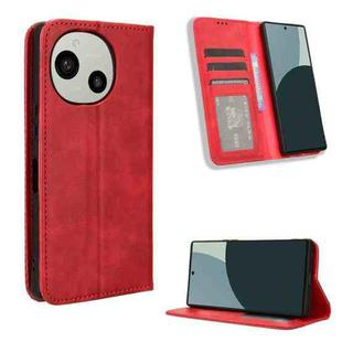 For Sharp Aquos R9 Magnetic Buckle Retro Texture Leather Phone Case(Red)