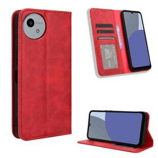 For Sharp Aquos wish4 Magnetic Buckle Retro Texture Leather Phone Case(Red)