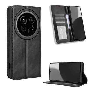 For Sharp Aquos R9 Pro Magnetic Buckle Retro Texture Leather Phone Case(Black)