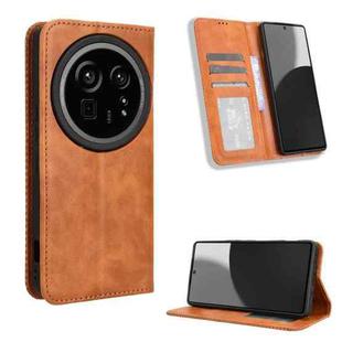 For Sharp Aquos R9 Pro Magnetic Buckle Retro Texture Leather Phone Case(Brown)