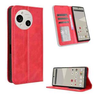 For Sharp Aquos R10 Magnetic Buckle Retro Texture Leather Phone Case(Red)