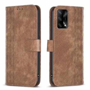 For OPPO A74 4G / F19 4G Plaid Embossed Leather Phone Case(Brown)