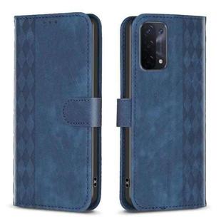 For OPPO A74 5G / A93 5G / A54 5G Plaid Embossed Leather Phone Case(Blue)