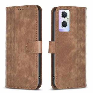 For OPPO A96 5G / Reno7 Z Plaid Embossed Leather Phone Case(Brown)