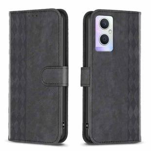 For OPPO A96 5G / Reno7 Z Plaid Embossed Leather Phone Case(Black)