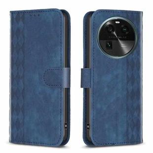 For OPPO Find X6 Plaid Embossed Leather Phone Case(Blue)