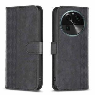 For OPPO Find X6 Plaid Embossed Leather Phone Case(Black)