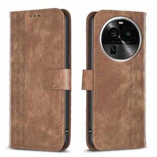 For OPPO Find X6 Pro Plaid Embossed Leather Phone Case(Brown)