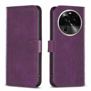For OPPO Find X6 Pro Plaid Embossed Leather Phone Case(Purple)