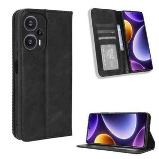 For Xiaomi Poco F5 5G Magnetic Buckle Retro Texture Leather Phone Case(Black)