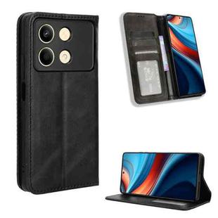 For Xiaomi Redmi Note 13R Pro 5G Magnetic Buckle Retro Texture Leather Phone Case(Black)