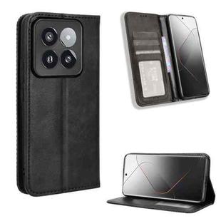 For Xiaomi 14 Pro Magnetic Buckle Retro Texture Leather Phone Case(Black)