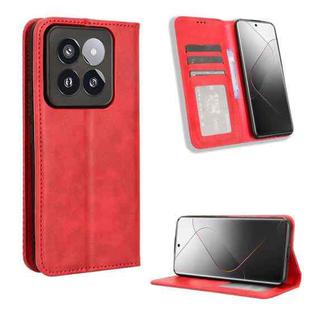 For Xiaomi 14 Pro Magnetic Buckle Retro Texture Leather Phone Case(Red)