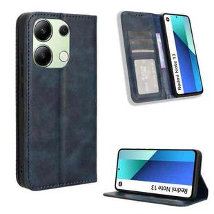 For Xiaomi Redmi Note 13 4G Magnetic Buckle Retro Texture Leather Phone Case(Blue)