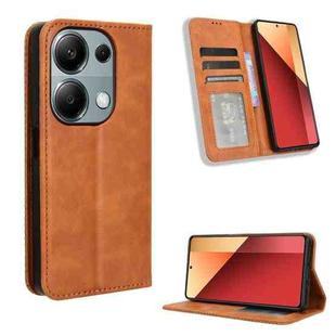 For Xiaomi Redmi Note 13 Pro 4G Global Magnetic Buckle Retro Texture Leather Phone Case(Brown)