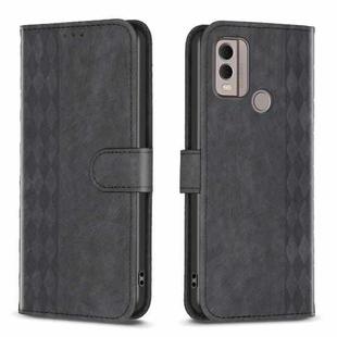 For Nokia C22 Plaid Embossed Leather Phone Case(Black)