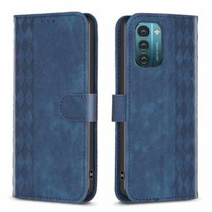 For Nokia G21 / G11 Plaid Embossed Leather Phone Case(Blue)