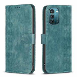 For Nokia G21 / G11 Plaid Embossed Leather Phone Case(Green)