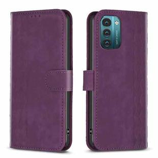 For Nokia G21 / G11 Plaid Embossed Leather Phone Case(Purple)