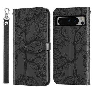 For Google Pixel 8 Pro Life Tree Embossing Pattern Flip Leather Phone Case(Black)