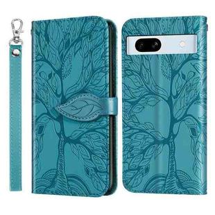 For Google Pixel 7a Life Tree Embossing Pattern Flip Leather Phone Case(Blue)