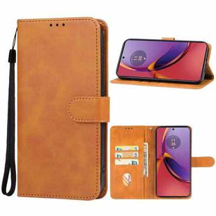 For Motorola Moto G84 Leather Phone Case(Brown)