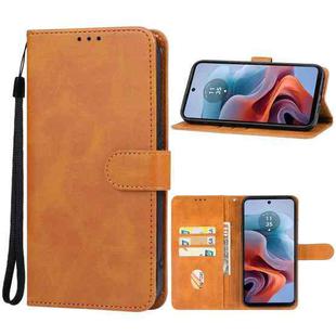 For Motorola Moto G34 Leather Phone Case(Brown)