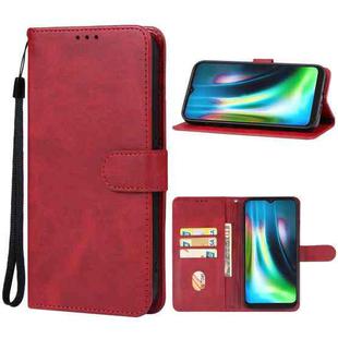 For Motorola Moto G9 Leather Phone Case(Red)