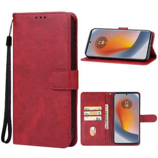 For Motorola Edge 50 Leather Phone Case(Red)