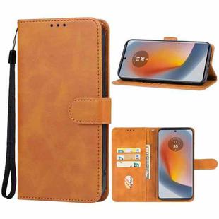 For Motorola Edge 50 Leather Phone Case(Brown)