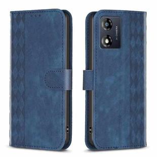 For Motorola Moto E13 4G Plaid Embossed Leather Phone Case(Blue)