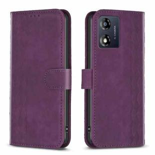 For Motorola Moto E13 4G Plaid Embossed Leather Phone Case(Purple)