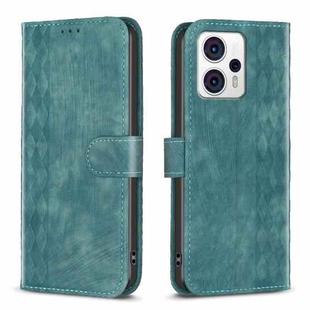 For Motorola Moto G13 4G /G53 5G Plaid Embossed Leather Phone Case(Green)