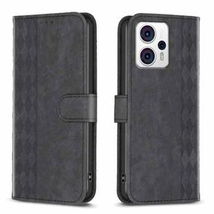 For Motorola Moto G13 4G /G53 5G Plaid Embossed Leather Phone Case(Black)