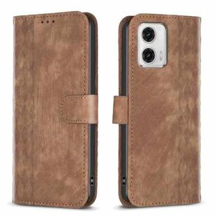 For Motorola Moto G73 5G Plaid Embossed Leather Phone Case(Brown)