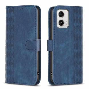 For Motorola Moto G73 5G Plaid Embossed Leather Phone Case(Blue)