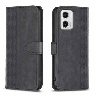 For Motorola Moto G73 5G Plaid Embossed Leather Phone Case(Black)