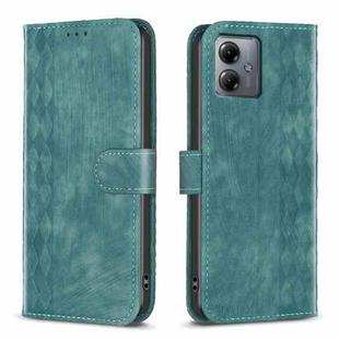 For Motorola Moto G14 4G Plaid Embossed Leather Phone Case(Green)