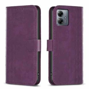 For Motorola Moto G14 4G Plaid Embossed Leather Phone Case(Purple)