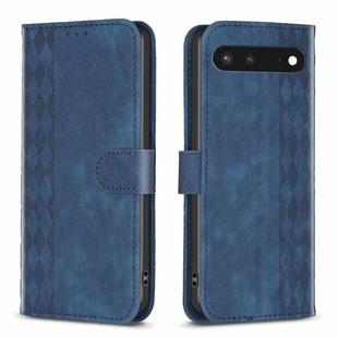 For Google Pixel 7 Plaid Embossed Leather Phone Case(Blue)